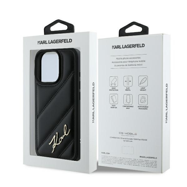 Etui Karl Lagerfeld iPhone 16 Pro 6.3" czarny/black hardcase Quilted Signature