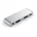 Satechi Aluminium Mobile Pro Hub - Hub do urządzeń mobilnych USB-C (USB-C 60W, 4K HDMI, USB-A 3.0, jack port) (silver)