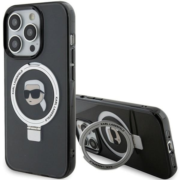 Etui Karl Lagerfeld KLHMP15LHMRSKHK iPhone 15 Pro 6.1" czarny/black hardcase Ring Stand Karl Head MagSafe Case