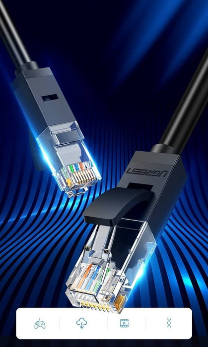 Ugreen kabel przewód internetowy sieciowy Ethernet patchcord RJ45 Cat 6 UTP 1000Mbps 1m czarny (20159)