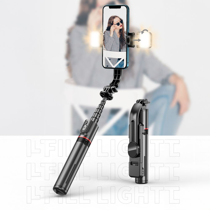 TECH-PROTECT L05S WIRELESS SELFIE STICK TRIPOD & LED LIGHT BLACK