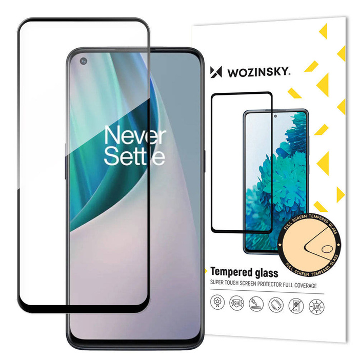 Wozinsky super wytrzymałe szkło hartowane Full Glue na cały ekran z ramką Case Friendly OnePlus Nord N10 5G czarny