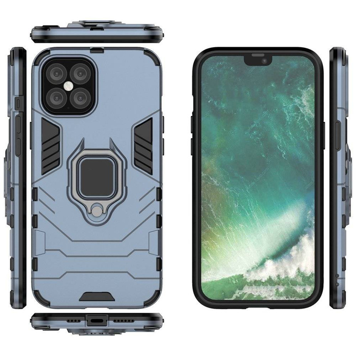 Ring Armor pancerne hybrydowe etui pokrowiec + magnetyczny uchwyt iPhone 12 Pro Max niebieski