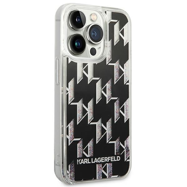 Etui KARL LAGERFELD Apple iPhone 14 Pro Liquid Glitter Monogram Czarny Hardcase