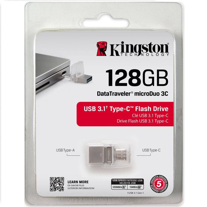 Kingston pendrive 128GB USB 3.0 / USB 3.1 microDuo 3C + USB-C