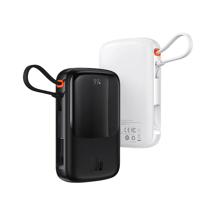 [PO ZWROCIE] Baseus Qpow powerbank 10000mAh wbudowany kabel USB Typu C 22.5W Quick Charge SCP AFC FCP niebieski (PPQD020103)