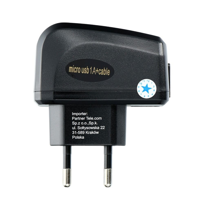 BLUE STAR LITE ładowarka sieciowa 1A 5W USB A + kabel USB A do Micro USB 1A 5W TFK-TC-1095B czarna