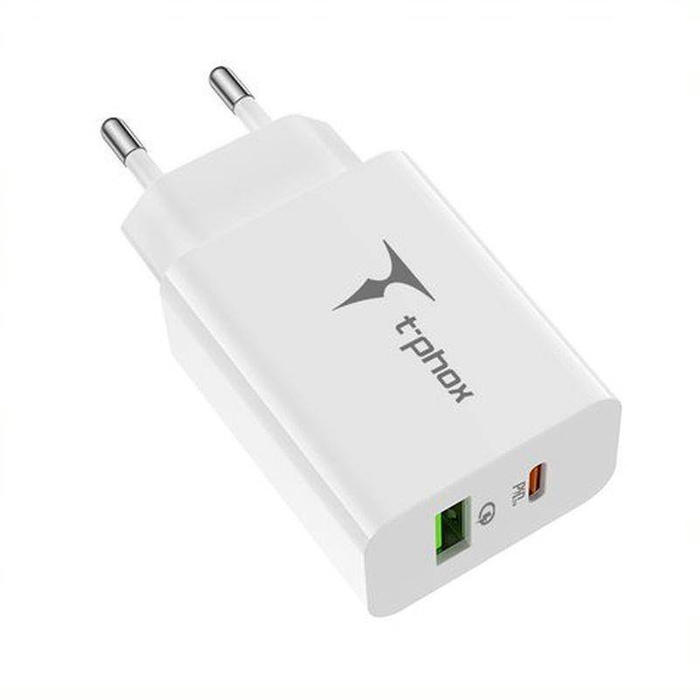 ŁAD SIEC T-PHOX SPEEDY USB-C 20W + USB 18W QC 3.0 BIAŁA/WHITE