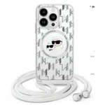 Etui Karl Lagerfeld iPhone 16 Pro 6.3" transparent hardcase IML Crossbody Monogram Karl & Choupette Head MagSafe