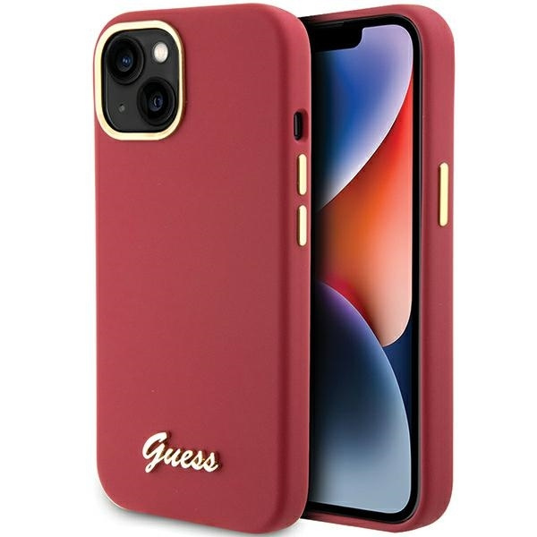 Etui Guess GUHCP15SSMBSLM iPhone 15 6.1" magenta hardcase Silicone Script Metal Logo & Frame Case