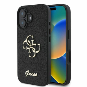 Etui Guess iPhone 16 6,1" czarny/black HC Fixed Glitter Big 4G