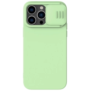 Nillkin CamShield Silky Silicone Case etui iPhone 14 Pro pokrowiec z osłoną na aparat zielony