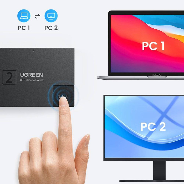 Switch przełącznik dwukierunkowy USB 3.0 Ugreen CM618 - czarny