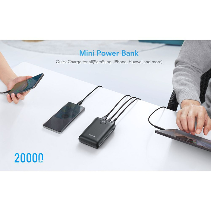 VEGER powerbank 20000 mAh PD QC3.0 2A 22,5W S20 (W2053) czarny