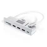 Satechi USB-C Clamp Hub for 24" iMac - Hub do iMac M1 2021 24" oraz 27" Studio Display 2022 USB-C (USB-C, 3x USB-A, czytnik kart micro/SD) (silver)