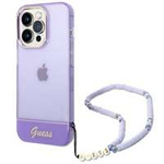 Etui GUESS Apple iPhone 14 Pro Translucent Pearl Strap Fioletowy Hardcase