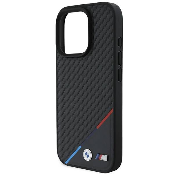 Etui BMW iPhone 16 Pro Max 6.9" czarny/black hardcase M Carbon Tricolor Line MagSafe