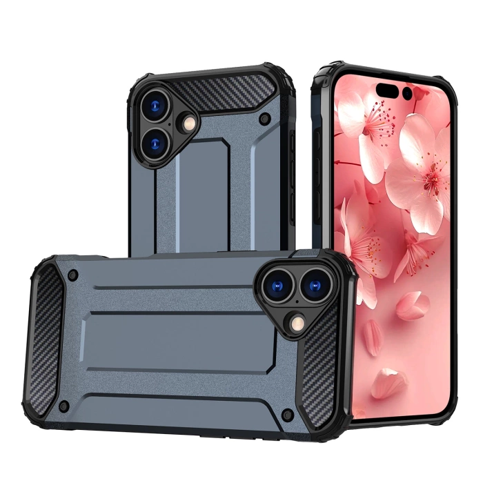 Etui Hybrid Armor pancerne na iPhone 16 - niebieskie