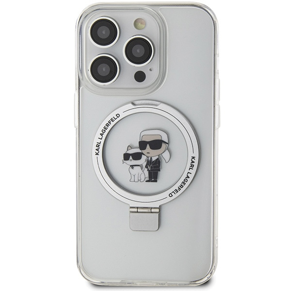 Etui Karl Lagerfeld KLHMP13LHMRSKCH iPhone 13 Pro / 13 6.1" biały/white hardcase Ring Stand Karl&Choupettte MagSafe Case