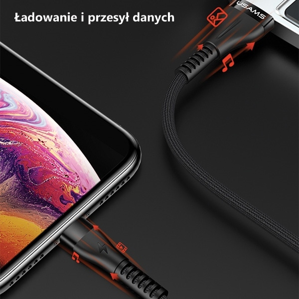 Kabel Pleciony USAMS Lightning 2A Fast Charging 1,2m Różowy