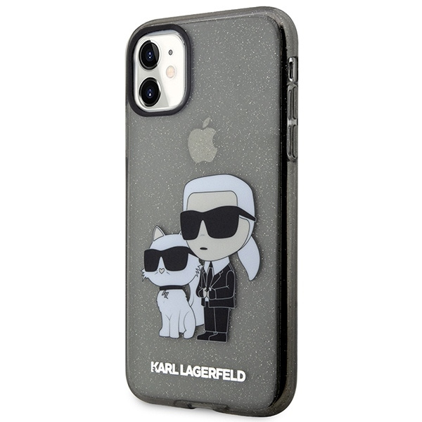 Etui Karl Lagerfeld iPhone 11 6,1" czarny/black hardcase Gliter Karl&Choupette