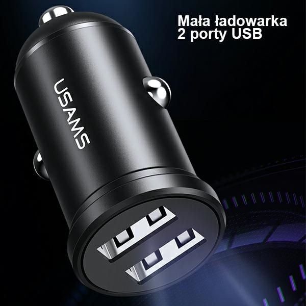 Ładowarka Samochodowa USAMS 2xUSB 2,4A Mini Czarny