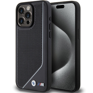 Etui Bmw Bmhmp15x23pucpk Iphone 15 Pro Max 6.7" Czarny/black Hardcase Perforated Twisted Line Magsafe Case