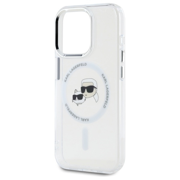 Karl Lagerfeld KLHMP15XHLSKCH iPhone 15   Pro Max 6.7" biały/white hardcase IML Metal Karl&Choupette Head MagSafe