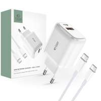 ŁADOWARKA TECH-PROTECT C20W 2-PORT NETWORK CHARGER PD20W/QC3.0 + TYPE-C CABLE WHITE