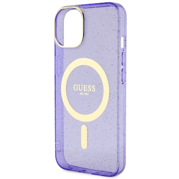 Etui Guess GUHMP14MHCMCGU iPhone 14 Plus 6.7" purpurowy/purple hardcase Glitter Gold MagSafe Case