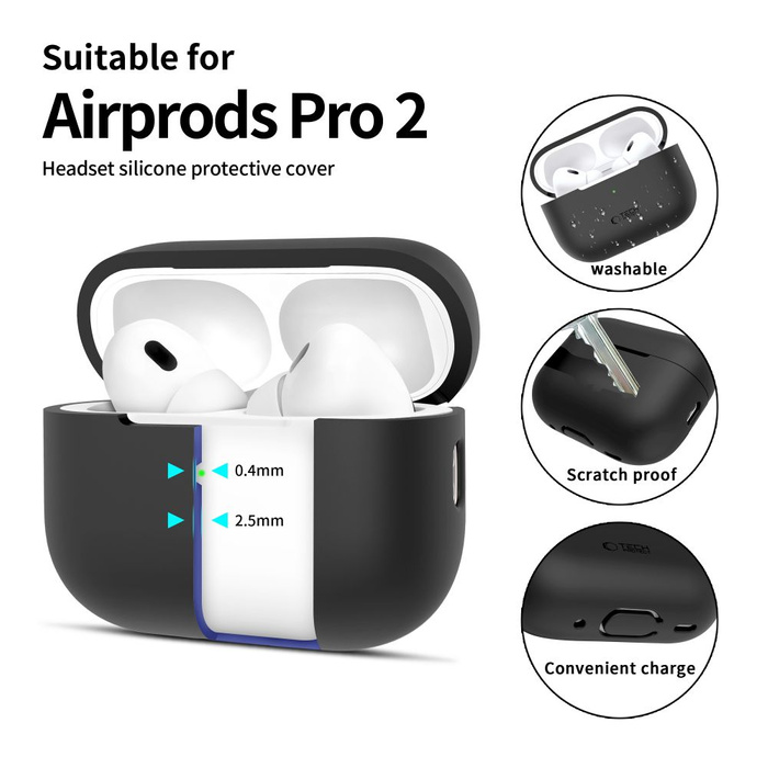 TECH-PROTECT SILICONE APPLE AIRPODS PRO 1 / 2 BLACK