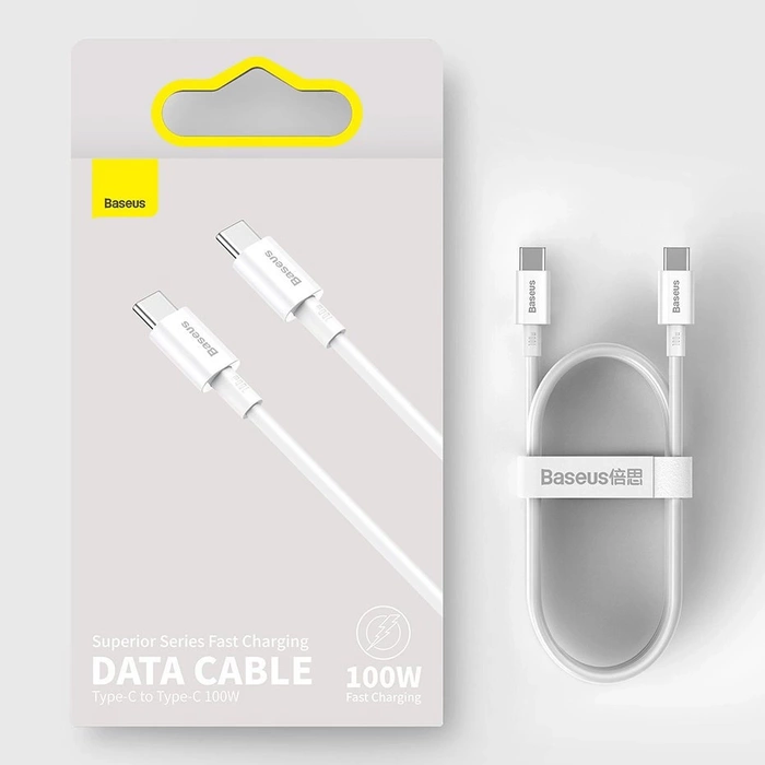 [PO ZWROCIE] Baseus Superior kabel przewód USB Typ C - USB Typ C szybkie ładowanie Quick Charge / Power Delivery / FCP 100W 5A 20V 2m biały (CATYS-C02)