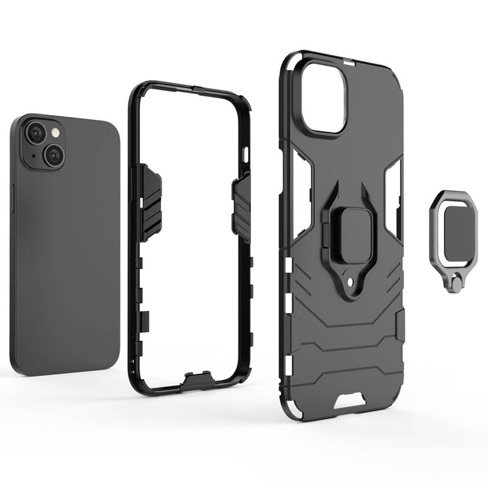 Etui Ring Armor Etui Do iPhone 14 Pro Pancerny Pokrowiec Uchwyt Magnetyczny Ring Czarne Case