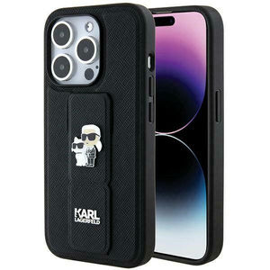 Etui Karl Lagerfeld KLHCP13LGSAKCPK iPhone 13 Pro / 13 6.1" czarny/black hardcase Gripstand Saffiano Karl&Choupette Pins Case