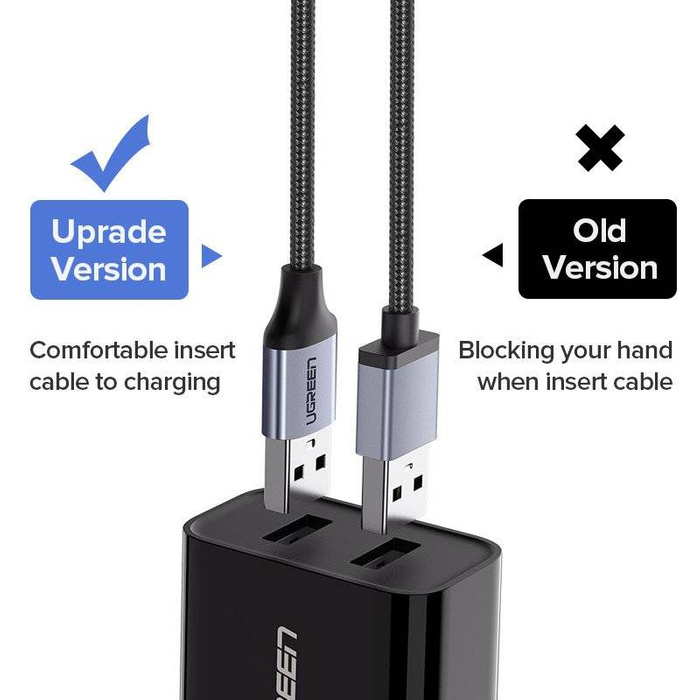 Kabel micro USB UGREEN QC 3.0 2.4A 1m czarny w oplocie