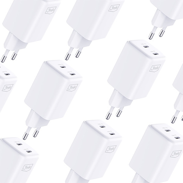 3MK Hyper Charger PD 45W ład. sieć. biała/white + 2x USB-C Cables