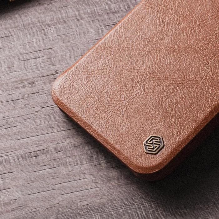 Nillkin Qin Leather Pro Case etui iPhone 14 Pro Max osłona na aparat kabura pokrowiec obudowa z klapką niebieski