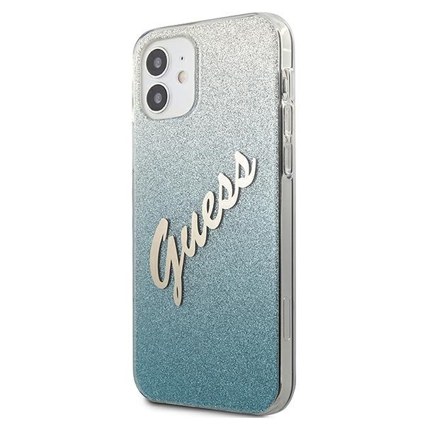 Etui GUESS Apple iPhone 12 Mini Glitter Gradient Script Niebieski Hardcase