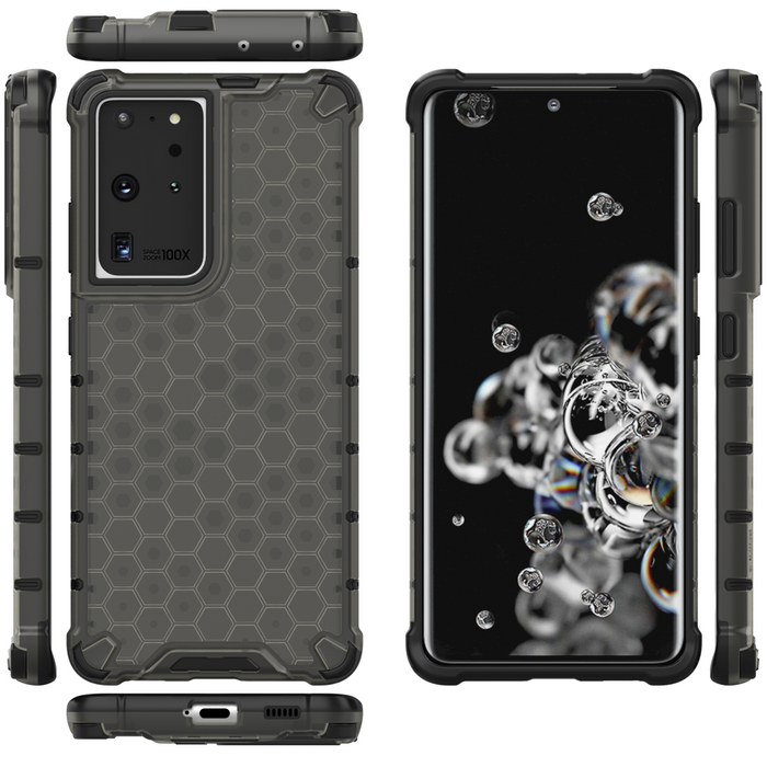 Honeycomb etui pancerny pokrowiec z żelową ramką Samsung Galaxy S22 Ultra czarny