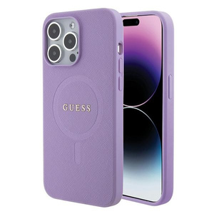 Etui Guess GUHMP15LPSAHMCU iPhone 15 Pro 6.1" fioletowy/purple hardcase Saffiano MagSafe Case