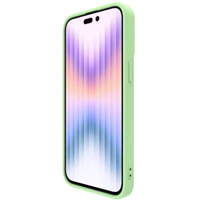 Silikonowe etui Nillkin CamShield Silky Silicone Case do iPhone 15 Pro Max z osłoną na aparat - miętowe