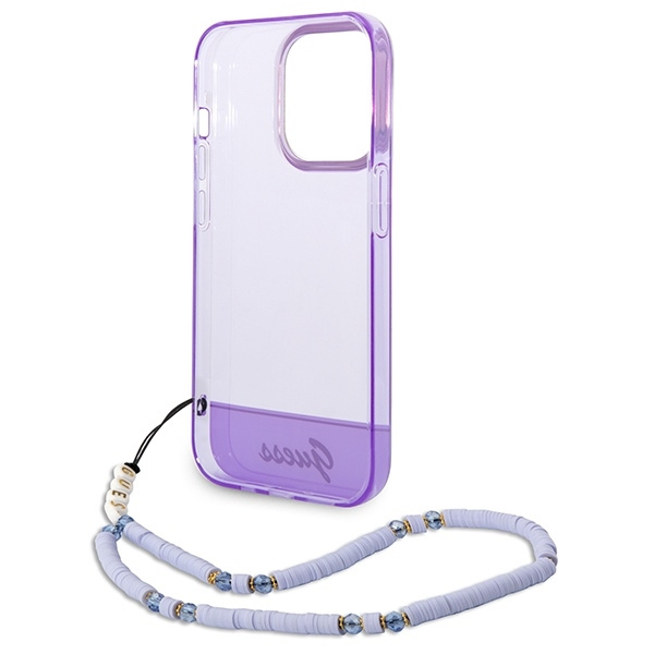 Etui GUESS Apple iPhone 14 Pro Translucent Pearl Strap Fioletowy Hardcase