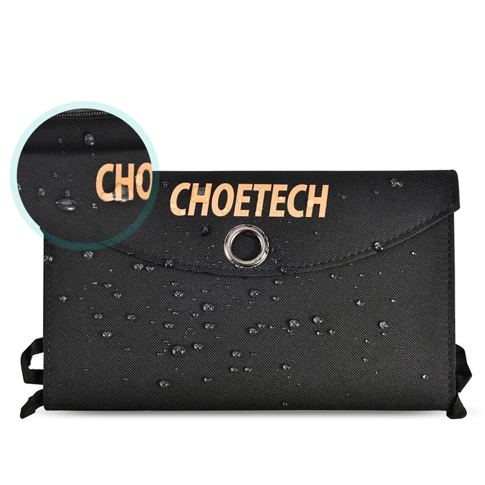 [PO ZWROCIE] Choetech ładowarka solarna USB składana ładowarka słoneczna 19W 2x USB czarna (SC001)