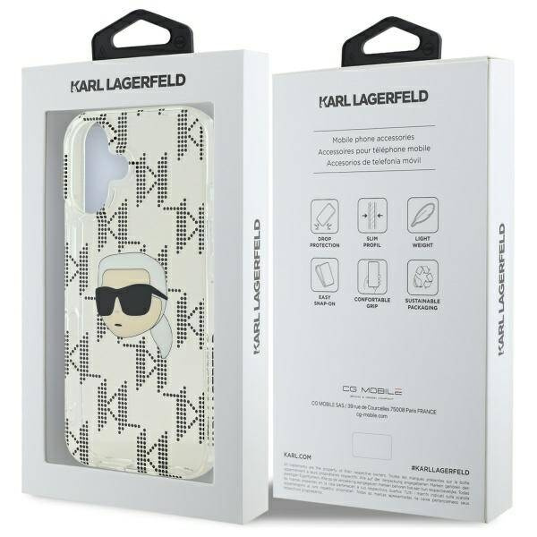 Etui Karl Lagerfeld iPhone 16 6.1" przezroczysty/transparent hardcase IML Karl Head Electroplated