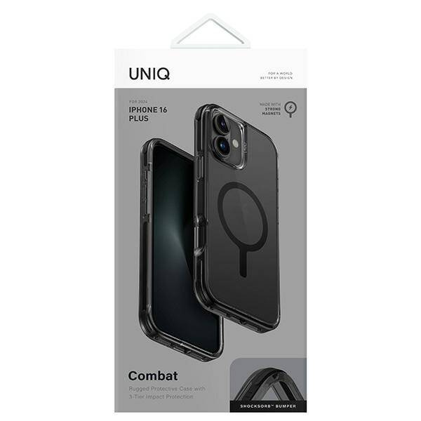 Etui UNIQ Combat iPhone 16 Plus 6.7" Magclick Charging czarny/carbon black