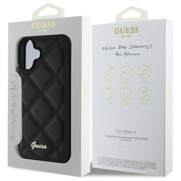 Etui Guess iPhone 16 Plus 6.7" czarny/black hardcase Quilted Metal Logo