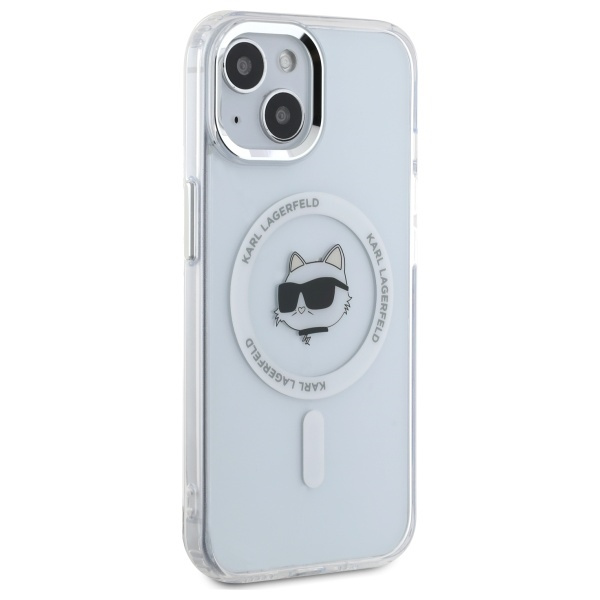 Karl Lagerfeld KLHMP15MHLSCHH iPhone 15   Plus 6.7" biały/white hardcase IML Metal Choupette Head MagSafe