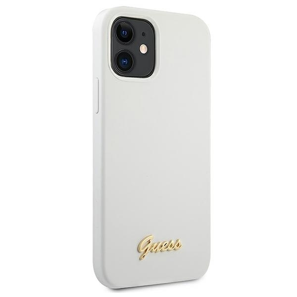 Etui GUESS Apple iPhone 12 Mini Metal Logo Script Biały Hardcase