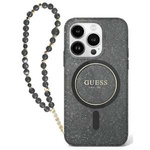 Etui Guess iPhone 16 Pro Max 6.9" czarny/czarny hardcase IML Glitter With Pearl Strap MagSafe