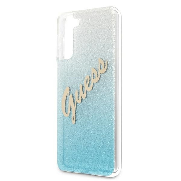 Etui GUESS Samsung Galaxy S21 Plus Glitter Gradient Script Niebieski Hardcase